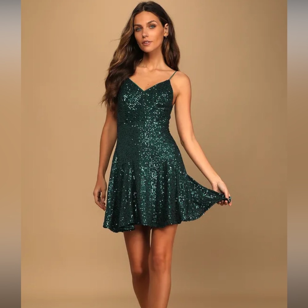 Stun the Night Emerald Green Sequin Mini Dress